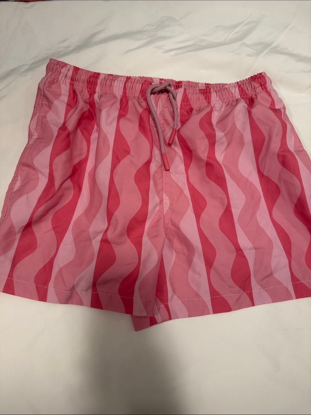 Zara Pink Wavy-Stripe Drawstring Athletic Shorts